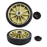 Stabilité améliorée : dotées de cache-moyeux pour un ajustement parfait sur votre tondeuse, ces roues améliorent la stabilité et le contrôle pendant le fonctionnement, rendant la tonte plus fluide et plus efficace.