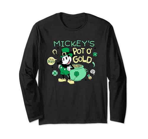 T-shirt Mickey Pot o Gold Saint-Patrick à manches longues rétro pour homme