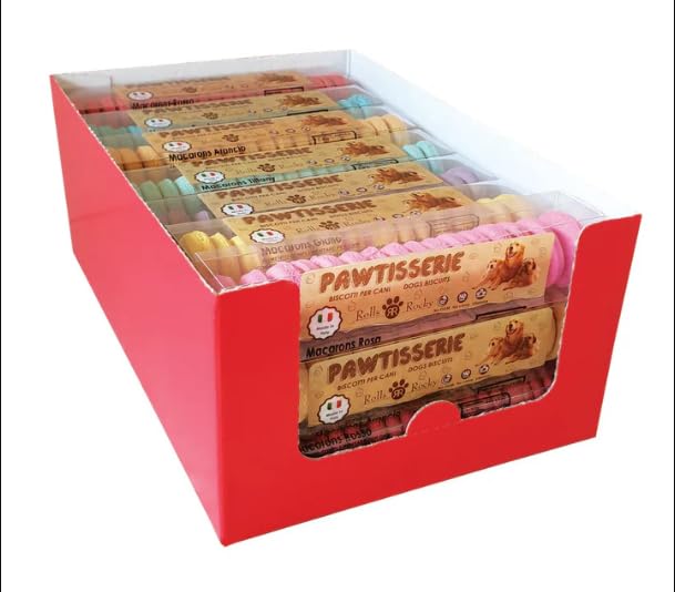 Rolls Rocky Snack Biscotti Macarons per cani Gusto Vaniglia 1 CONFEZIONE DA 16 MACARONS (50 Grammi Peso Totale)