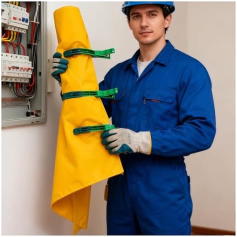 Power Plant Insulating Mat for Electricians, Safety Insulation Blanket Kit with 6" Clips, 1kV Protection, 39.4x39.4in (100x100cm), Electrical Safety Gear
