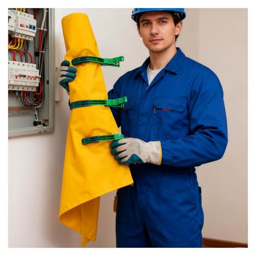 Elektrische Isoliermatte für Kraftwerke, 400 V Sicherheitsdecken-Set mit 15,2 cm Öffnungsclips, 100 x 100 cm, Elektriker-Schutzausrüstung, nicht leitender Bodenbelag