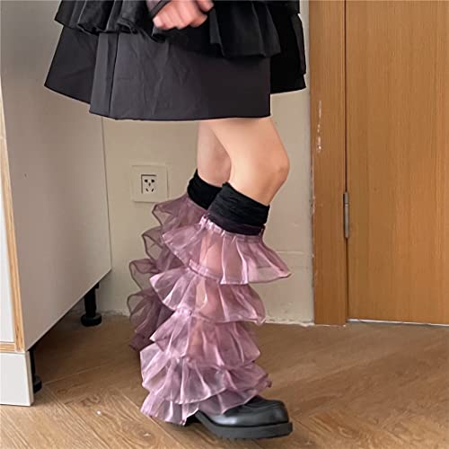 Image of SherryDC Girl's Y2k Kawaii Leg Warmers Cute Lace Harajuku Leg Sleeves Gothic Lolita Long Slouch Socks for Women