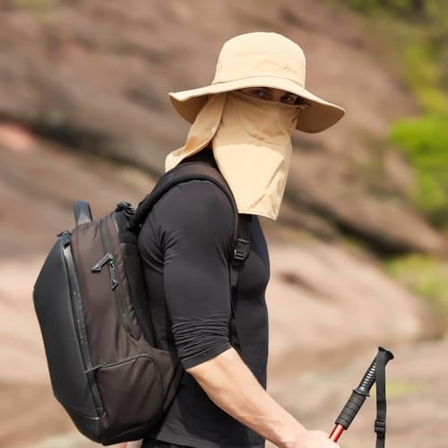 Image of Sun Hats for Men Women Fishing Hat UPF 50+ Breathable Wide Brim Summer UV Protection Hat