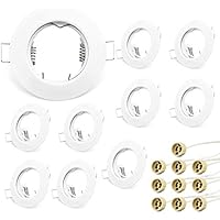 KYOTECH 10 Pieza LED Focos Marco Empotrable Gu10,Incl. Zócalo Gu10 Para Lámparas De Leds O Halógenas, Redondo Blanco, Marco gu10 Para Cocina Oficina Pasillo