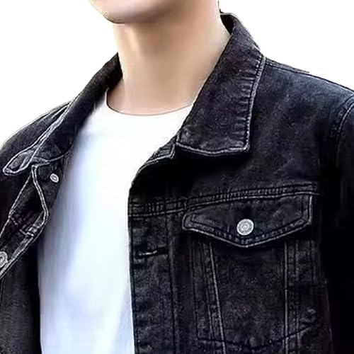 Men's Regular Long Sleevel Denim Button Jacket Classic Vintage Trucker Style Denim Jackets Lapel Fit Washed Jean Coats2
