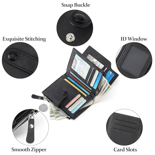 Image of Wallet for Men Large Capacity Leather RFID Blocking Trifold Wallet with 2 ID Windows and 15 Card Holders
