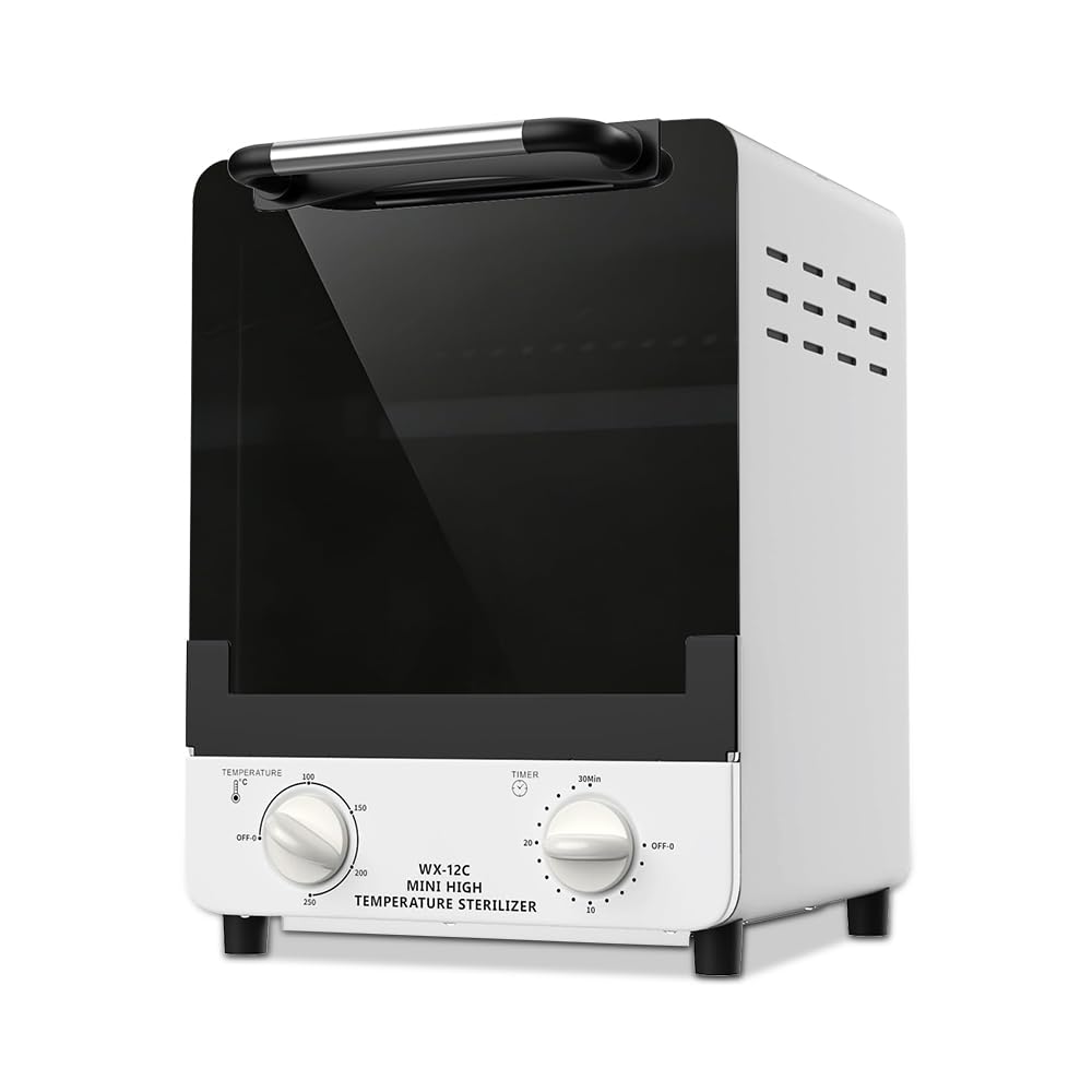 Scatola per la pulizia dello sterilizzatore per unghie, sterilizzazione ad alta temperatura 250 ℃, 1000 W pinzette disinfettante con controllo della temperatura e timer per attrezzature per saloni di