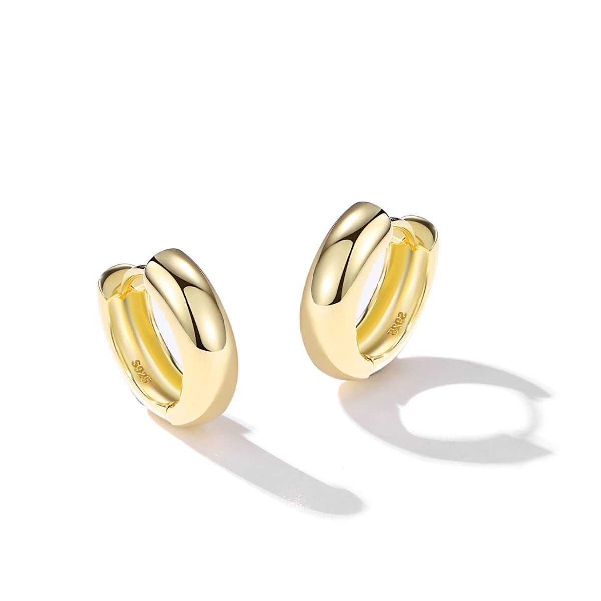 H'Helen Pendientes de aro de plata de ley S925 para mujer niña hombre 13mm pequeños ligeros hipoalergénico-H'HELEN