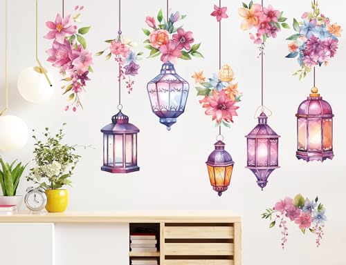 Vinilos decorativos de pared con flores colgantes para sala y dormitorio
