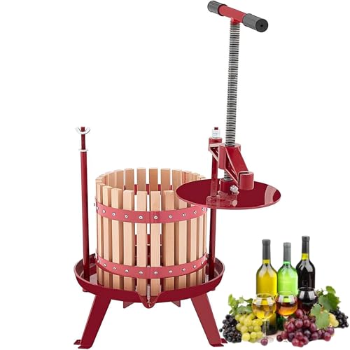 KJHYYPP Presses Stemmers - Cesta tradicional de madera maciza con barra transversal y mango en T, 18 litros, 1 bolsa de filtro incluida