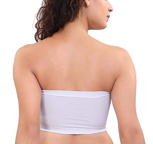 Image of GLAMORAS Polyester Spandex Padded Strapless Non Wired Removable Pads Seamless Bandeau Tube Top Bra