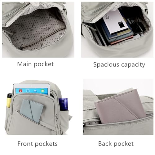 Image of Backpack for Women Small, Mini Nylon Travel Backpack Purse, Shoulder Bag Cute Lightweight Daypack for Ladies (Light gray)