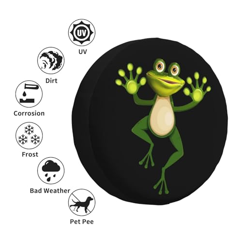 Image of Funny Frog Spare Tire Cover Trailer Tire Covers Weatherproof Wheel Protector Fit for Rv Trailer Truck Travel Trailers Accessories 15 inch Wheel Funny Frog