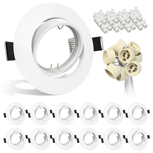 Image of Wondlumi 12x Recessed Ceiling Lights Mounting Frame Round White Finish