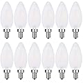SHUWDKAR Frosted LED Candelabra Bulbs E12 LED Bulbs 25watt Equivalent, 2W Dimmable B11 Vintage Chandelier Light Bulbs Warm White 2700K Frosted Glass Decorative Candle Bulb, 12 Pack