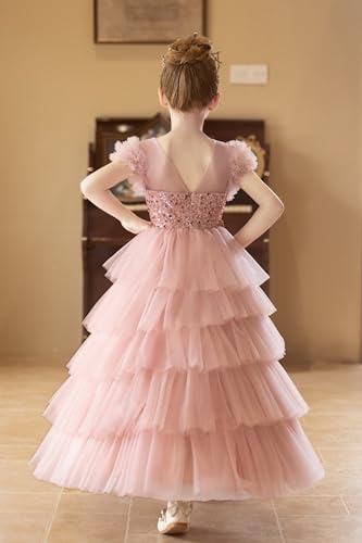 Sequin Flower Girl Dresses for Wedding Puffy Sleeves Princess Pageant Party Dress Layered Puffy Dress for Girls4