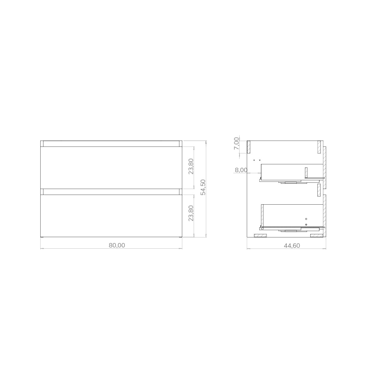 Baikal Mueble de Baño Vita. Mueble MONTADO. Ancho 80cm Visón. Cierre Amortiguado. 2 Cajones Suspendido con Lavabo Ceramico. Armario de Baño.