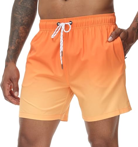 Image of Tyhengta Men's Swim Trunks Quick Dry Beach Shorts with Zipper Pockets and Mesh Lining