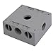 Aexit 3/4BSP 5 Transmission Threaded Holes Double Gang Electrical Junction Outlet Box Enclosure Gray