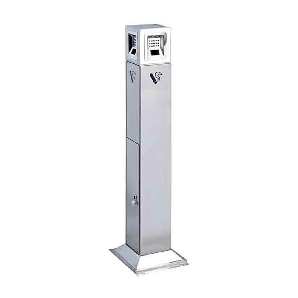 IUokLU Outdoor Standing Ashtray with Ash Pillar,Heavy Duty Iron Cigarette Butt Collection Can for Patio,Smokeless Trash Bin