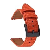 Cinturino for orologio in pelle di nylon a sgancio rapido 18mm 20mm 22mm compatibile con cintura universale Omega Seiko da donna e da uomo(Orange-Black,20mm)