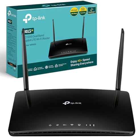 TP-Link AC1200 4G+ Cat6 Wireless Dual Band Gigabit Router, 4G/3G Network SIM Slot Unlocked, MU-MIMO technology, No Configuration required, Support Guest Network & Parental Control (Archer MR600)