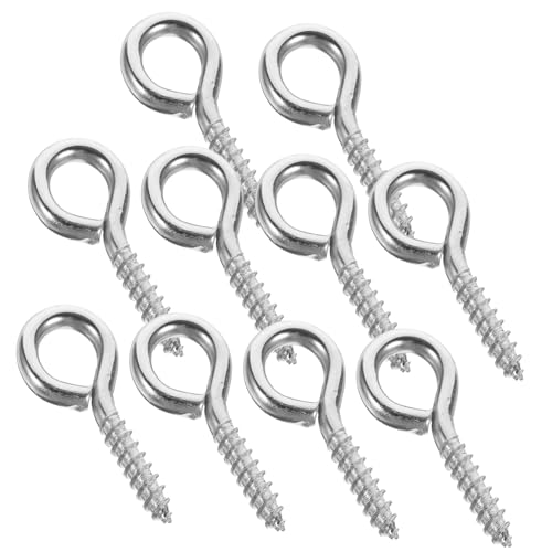 MUSISALY 10pcs Sturdy Screw .04x0.55 Metal Eye Bolt Hooks for DIY Cable Fixing