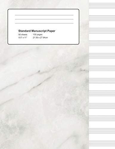Standard Manuscript Paper: White Marble Blank Sheet Music (Notebook for Musicians)