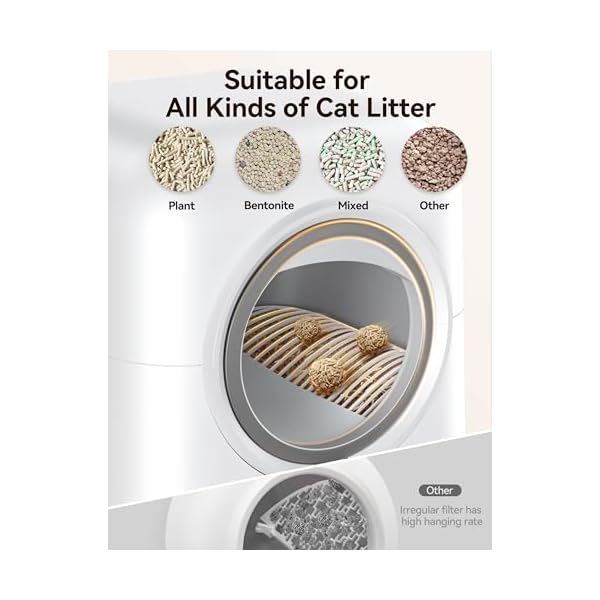 MeoWant Selbstreinigende Katzentoilette Automatisches Katzenklo, Ultra-Sicher/APP-Steuerung/Geruchsentfernung Katzentoilette mit Matte &Müllsäcke& Deodorants – Bild 6