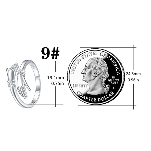 Trishula Hug Ring,925 Sterling Silver Adjustable Come To My Arm Inspirational Encourage Hugging Hand Ring ''Give Me A Hug'' Embrace Ring Hug Jewelry Gift For Birthday Christmas #TOP5