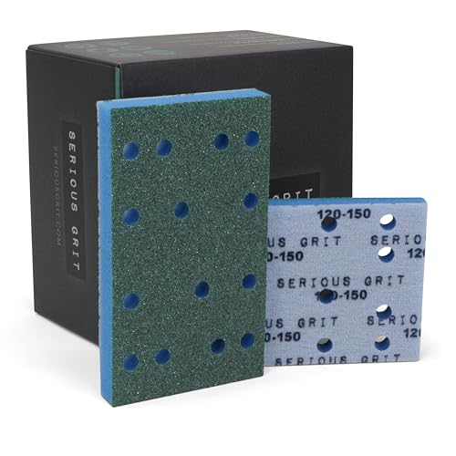 Serious Grit - 3x5 1/2 Foam Sanding Pads - 120-150 Grit Finish - 10 Pack