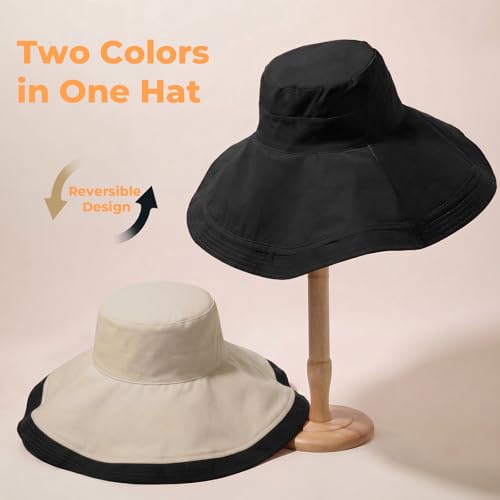 Sombrero de verano reversible para mujer con ala ancha miniatura 3