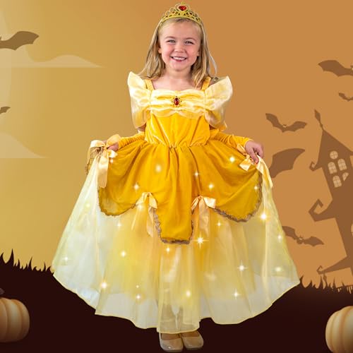 Vestido de Princesa con Luces Amarillo para Niñas miniatura 5