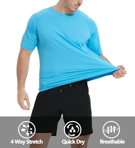 Roupas de ginástica masculinas de 2 peças, conjuntos de treino, manga curta, secagem rápida, UPF50+,