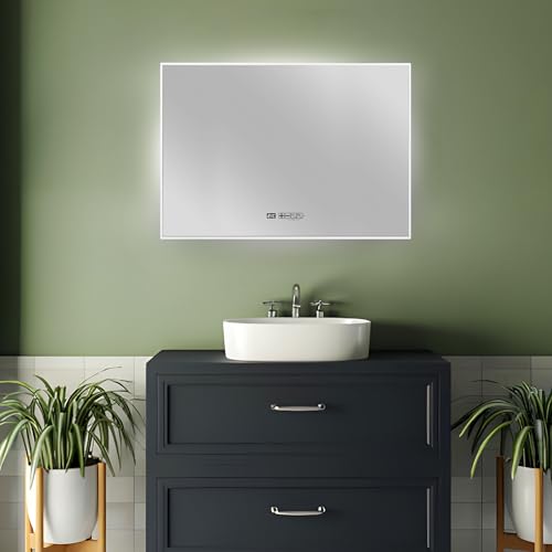 Eurom Sani 600 Smart Mirror with Infrared Heating Panel 600W, 90x70cm LED Bathroom Mirror | Wall-Mounted WiFi Smart Control | Adjustable Thermostat | Energy Efficient & Fast Heating