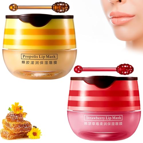 2 Pcs Julia'S Bees Lip Balm, Honey Pot Lip Balm, Rich Natural Formula, Propolis Bee Balm Lip Balm Honey Pot, With Applicator, Moisturizing Lip Balm Re