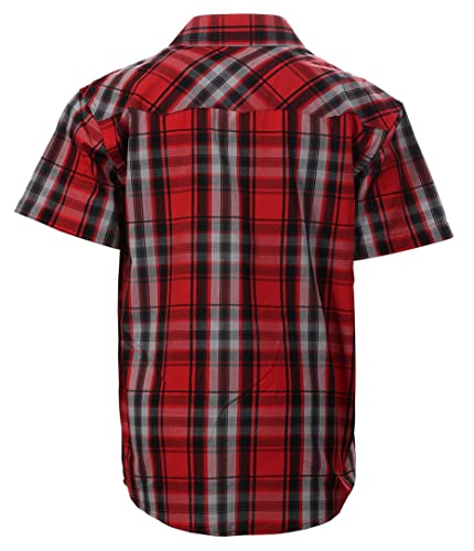 Image of Gioberti Boys Casual Western Plaid Pearl Snap-on Buttons Short Sleeve Shirt