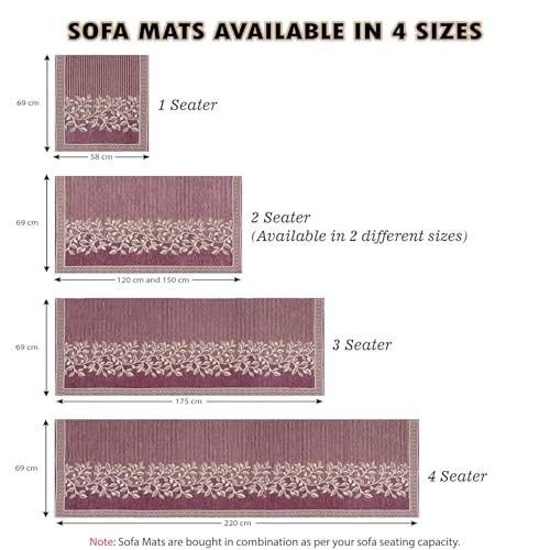 Image of Nendle Superior Velvet Floral Sofa Mat 6 Seater Set Cover Durable Protector for Living Room Sofa Set 3+3, Suitable for L Shape, Sectional and U Shape Sofa (Pink, Pack of 2)