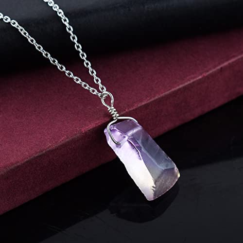 Aa Raw Ametrine Gemstone Pendant Necklace, Rhodium Plated, 925 Sterling Silver, Rough Stones, Energy Healing Crystals, Birthstone, Women Jewelry Gifts, 18 Inch #TOP3