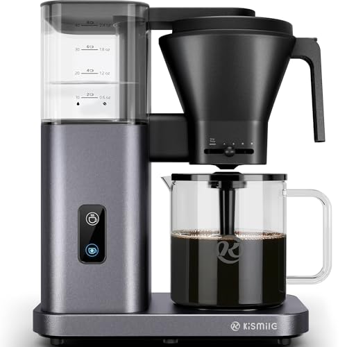Image of Kismile SCA-Certified 8 Cup Drip Coffee Maker, Pour Over Coffee Machine with 3s Instant Heat 197-205℉, Adjustable Flow Control, Removable Water Tank, Deep Cold Brew & 40 Min Keep Warm (Starry Grey)