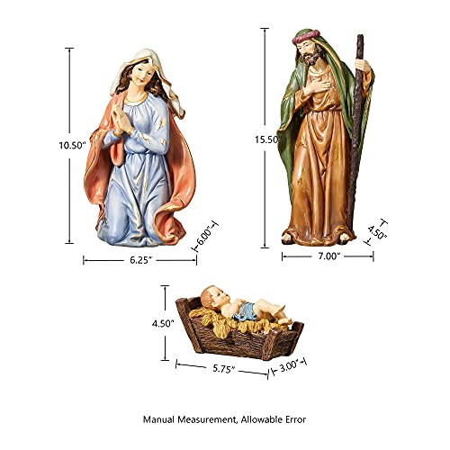 Image of Glitzhome 15.5 inch x 36 inch Large Christmas Nativity Figurines Set for Tabletop Decorations, Xmas Resin Scenes Figures Sets Table Topper Ornaments, 12Pcs Christmas Collectibles Figurines Statue Decor