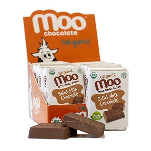 MOO Chocolates' Organic Solid Milk Chocolate Mini Bars, 0.7 oz (14 Count)