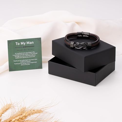 Pulsera para hombre cuero trenzado 8.2 pulgadas miniatura 3
