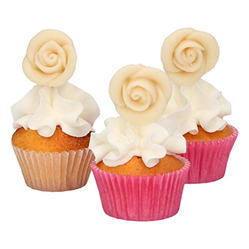 FunCakes Marzipan Dekorationen Rosen Weiß Set/6