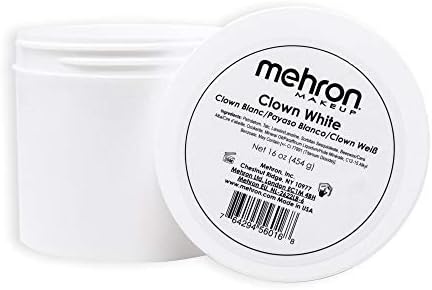 Mehron Makeup Clown White Professional Face Paint Cream Makeup | White Face Paint Makeup for Stage, Film, Cosplay, & Mime | Halloween Clown Makeup 16 oz (453g)