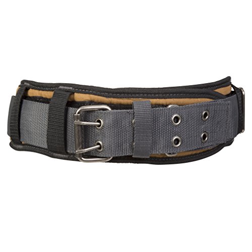 Dickies Heavy-Duty Padded Work Belt For Contractors, Double-Tongue Roller Buckle, Adjustable, 5-Inch Width, Holds Most Tool Belt Pouches, Grey/Tan #TOP5