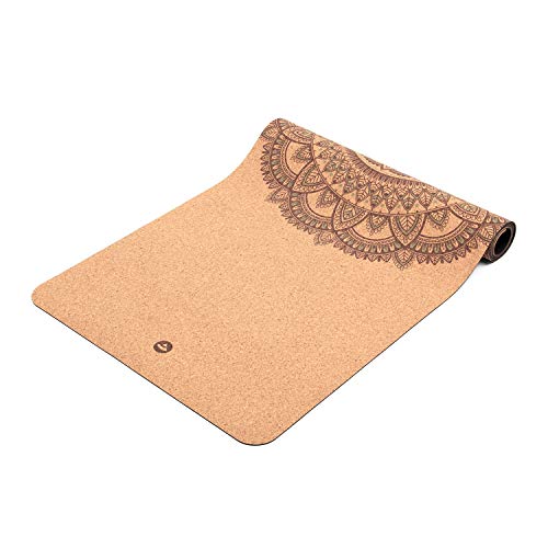 Tapete de Yoga cortiça natural revestido com borracha natural, ecológico, premium, aderência máxima