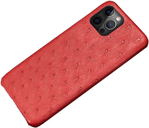 Étui en cuir d'autruche pour Apple iPhone 14 Pro Max 2022 coque rouge antichoc