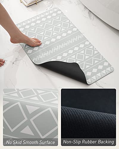Montvoo-Bath Mat Rug-Super Absorbent Rubber Backed Non Slip Bathroom Mat-Quick Dry Bath Mats For Bathroom Floor-Shower Rugs In Front Of Sink-Thin Bahtroom Rugs Fit Under Door(17"X27.5" Gray) #TOP3