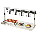 Lebensmittelwärmes Lichter, Heizlampe aus Edelstahl mit Glasschild, 4 Kopf, einstellbare Temperatur...